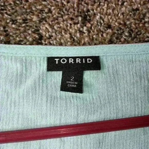 2/$30 TORRID Teal Western Pink Embroidered Bohemian Blouse with Tassels  (#235) - Picture 3 of 6